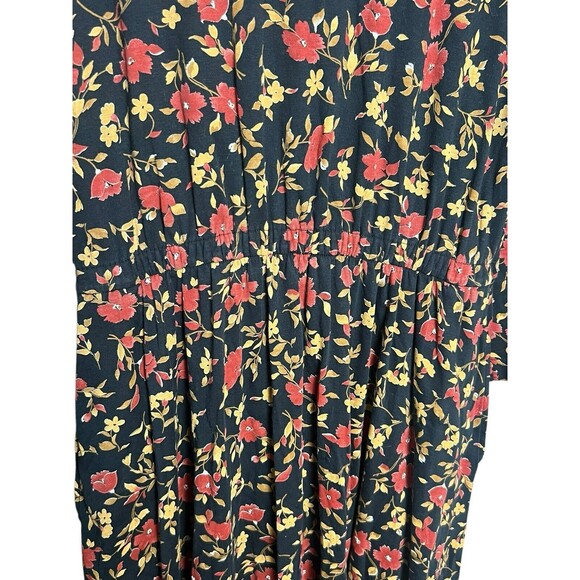 Vintage LL Bean Blue Floral Long Sleeve Maxi Dress Small Prairie Cottage Modest - Picture 10 of 14
